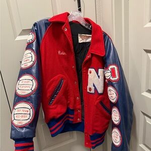 Red and Blue Varsity Letterman Jacket